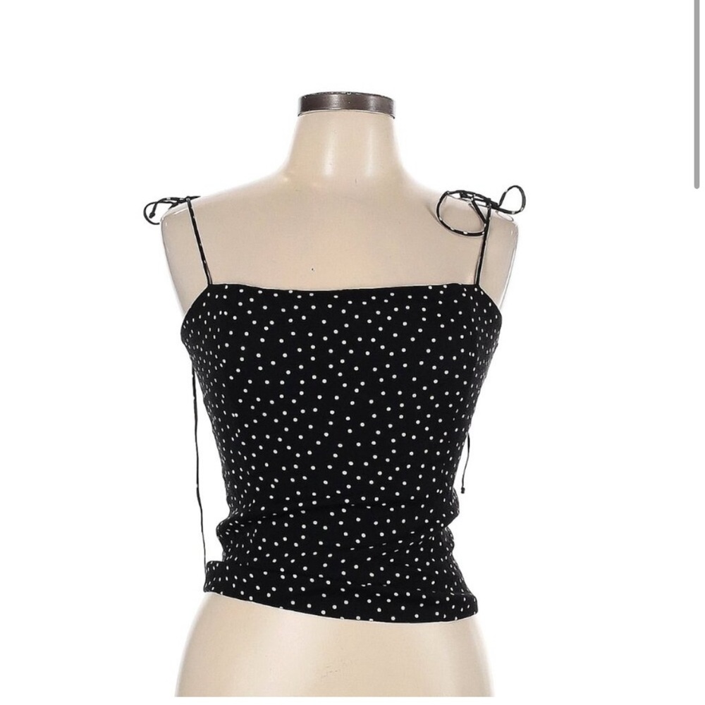 Reformation black polka dot square neckline top - Picture 3 of 5
